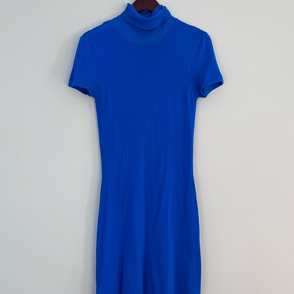 Deep blue American Rag turtleneck dress with short sleeves. Size M - Picture 1 of 6